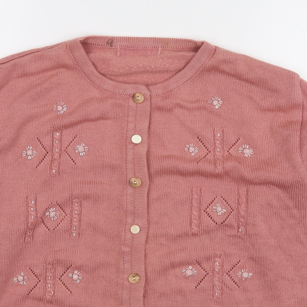 Womens UK Size 12 Preworn Pink Cardigan Jumper