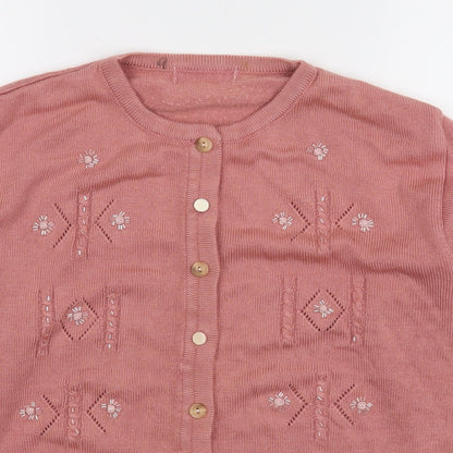 Womens UK Size 12 Preworn Pink Cardigan Jumper