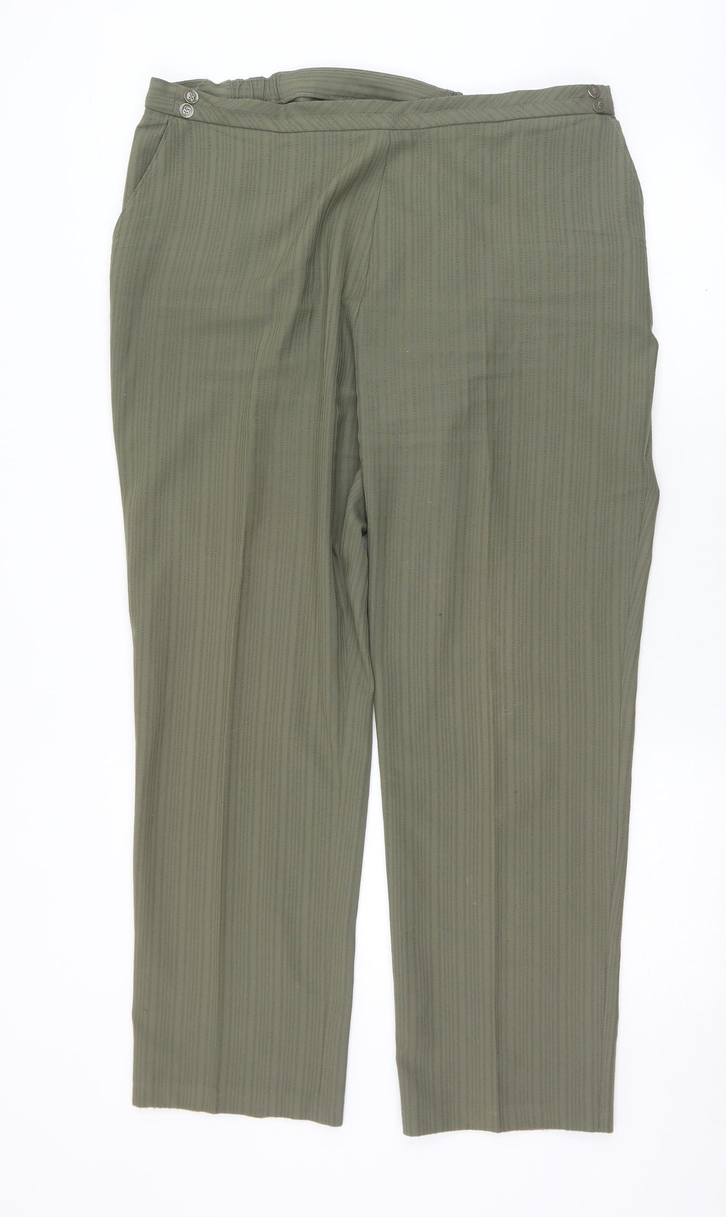 Womens UK Size 16 Marks and Spencer Regular Fit Dress Pants Green Trousers