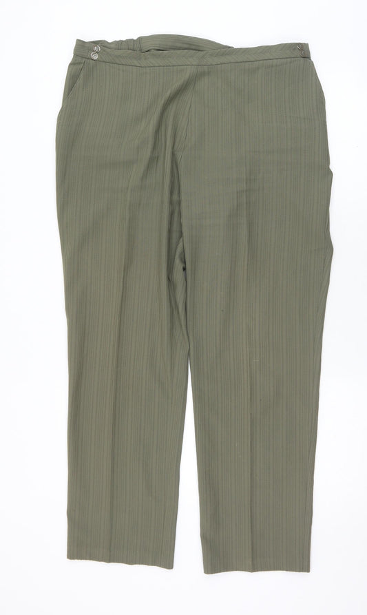 Womens UK Size 16 Marks and Spencer Regular Fit Dress Pants Green Trousers