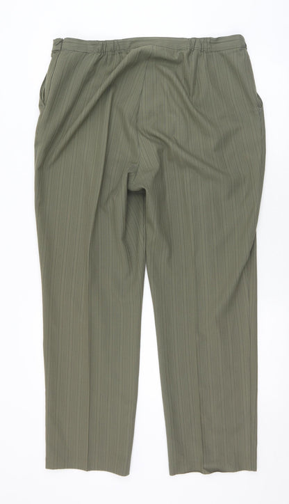 Womens UK Size 16 Marks and Spencer Regular Fit Dress Pants Green Trousers