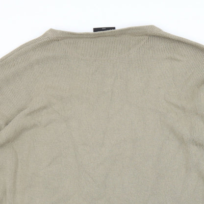 NEXT Mens Beige V-Neck  Cotton Pullover Jumper Size L