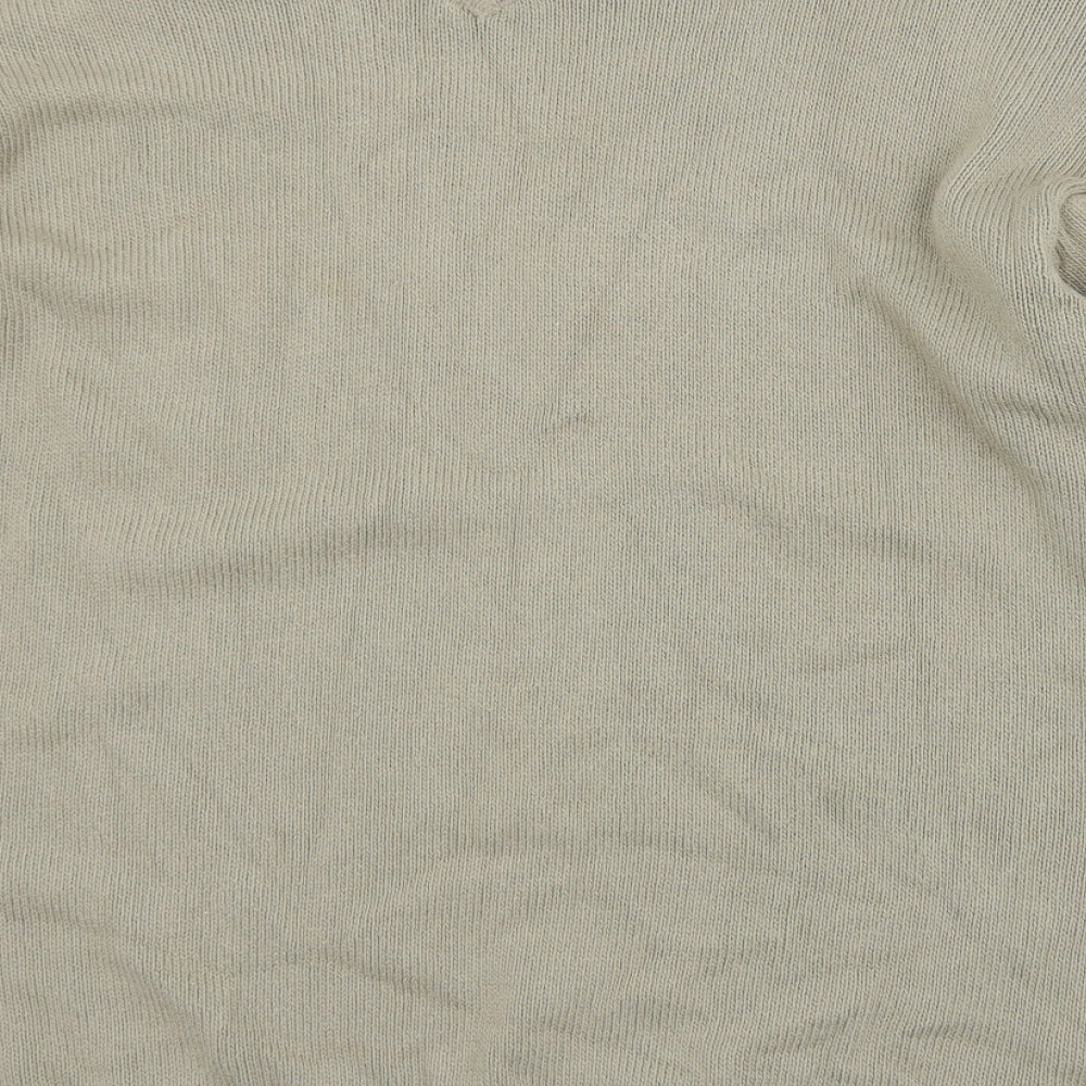 NEXT Mens Beige V-Neck  Cotton Pullover Jumper Size L