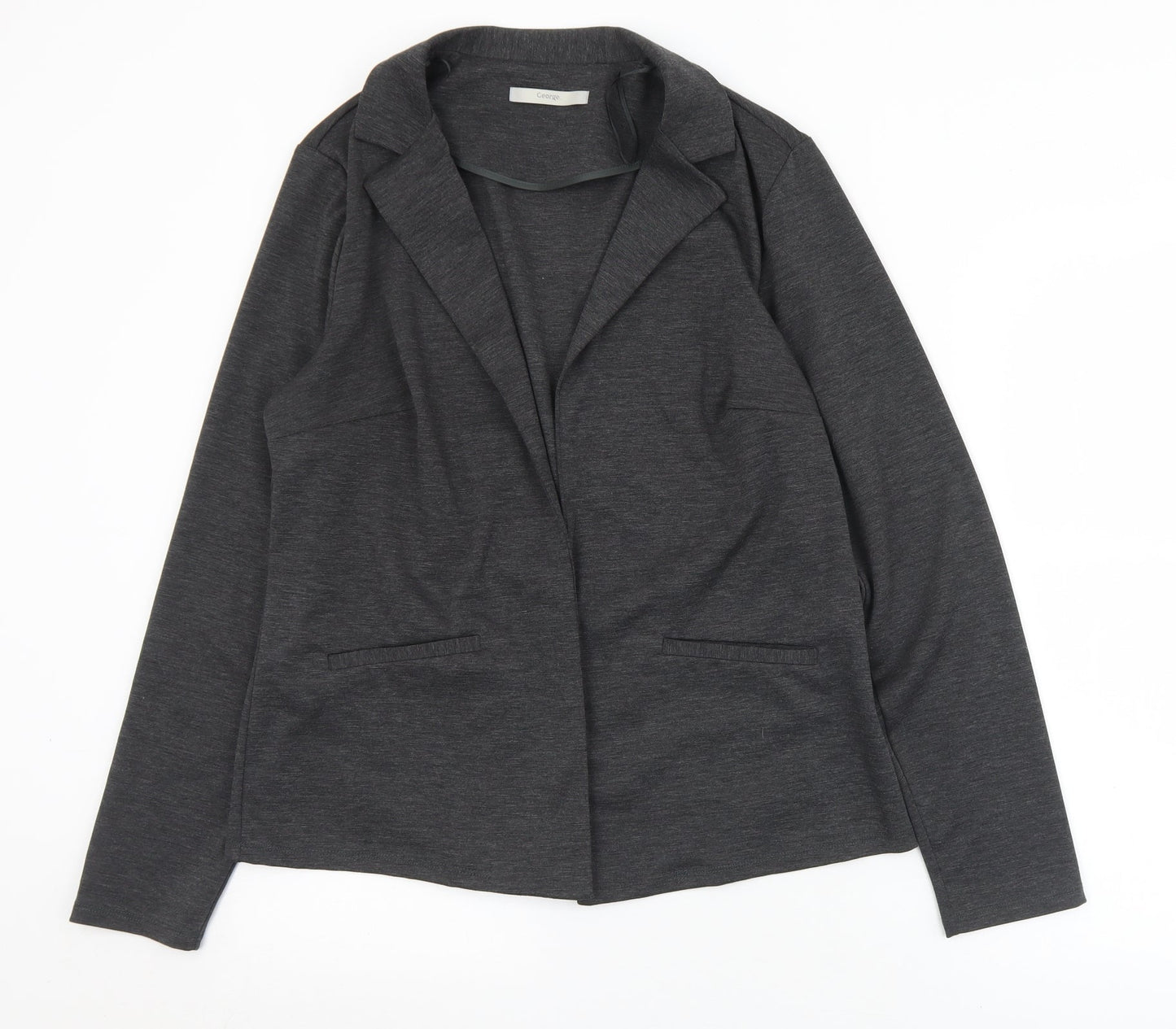 George Womens Grey Collared  Polyester Cardigan Jumper Size 14