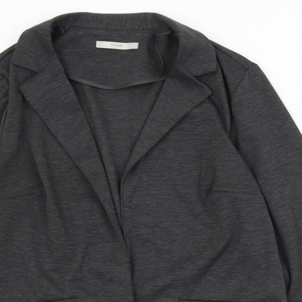 George Womens Grey Collared  Polyester Cardigan Jumper Size 14