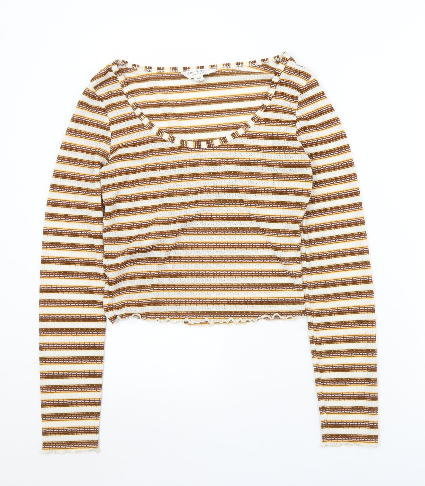Womens UK Size 8 Miss Selfridge Brown Cropped T-Shirt