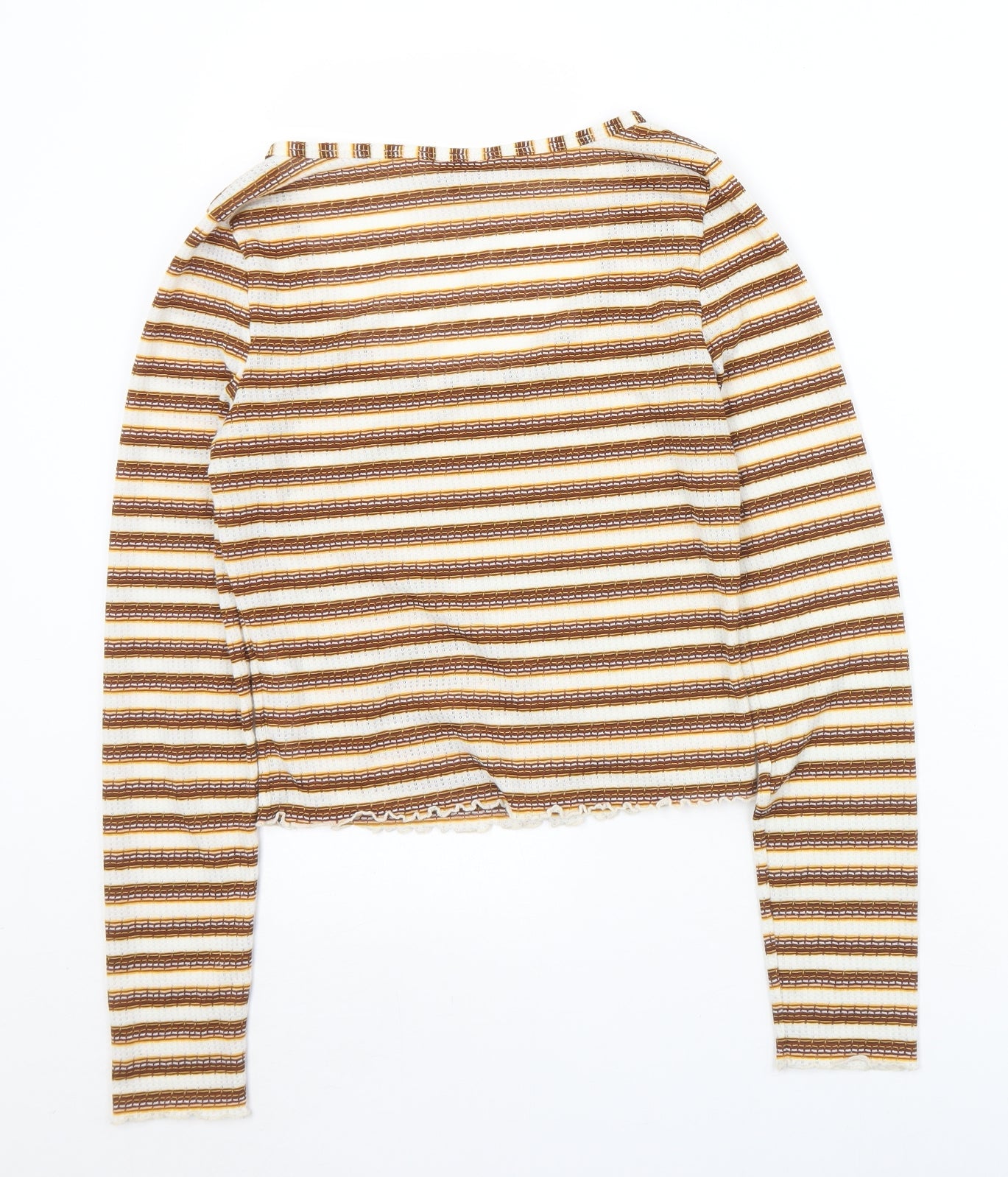 Womens UK Size 8 Miss Selfridge Brown Cropped T-Shirt