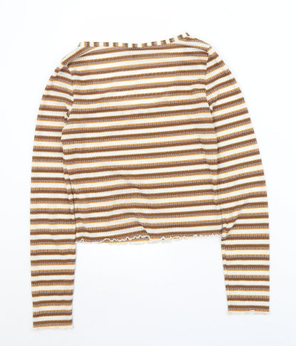Womens UK Size 8 Miss Selfridge Brown Cropped T-Shirt