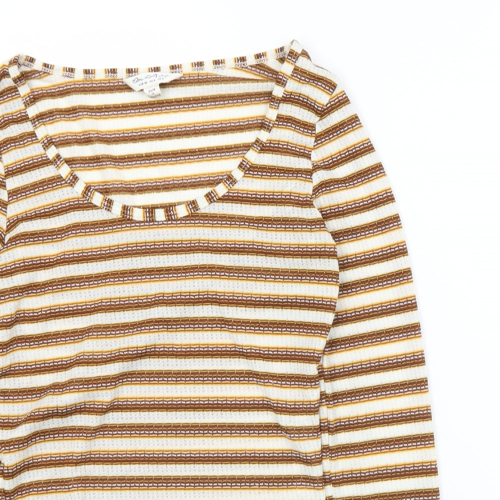 Womens UK Size 8 Miss Selfridge Brown Cropped T-Shirt
