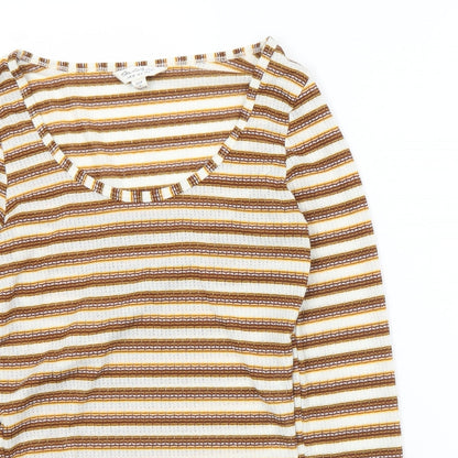 Womens UK Size 8 Miss Selfridge Brown Cropped T-Shirt