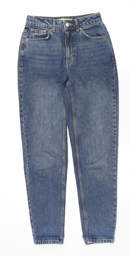 Topshop Womens Blue  Polyester Mom Jeans Size 25 L29 in Regular Zip