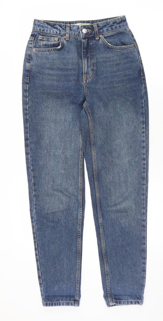 Topshop Womens Blue  Polyester Mom Jeans Size 25 L29 in Regular Zip