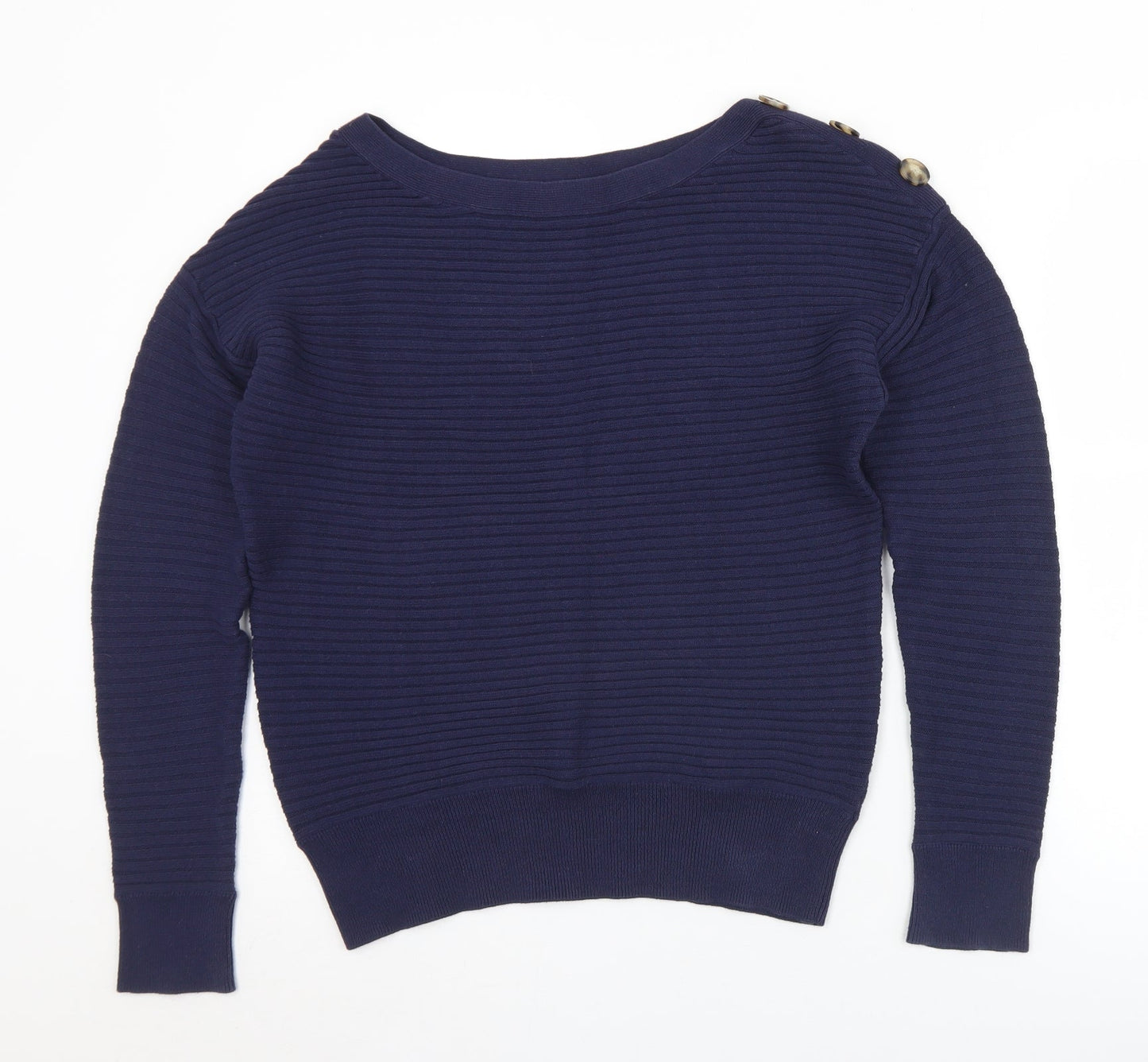 Gap Womens Blue Boat Neck  Cotton Pullover Jumper Size M