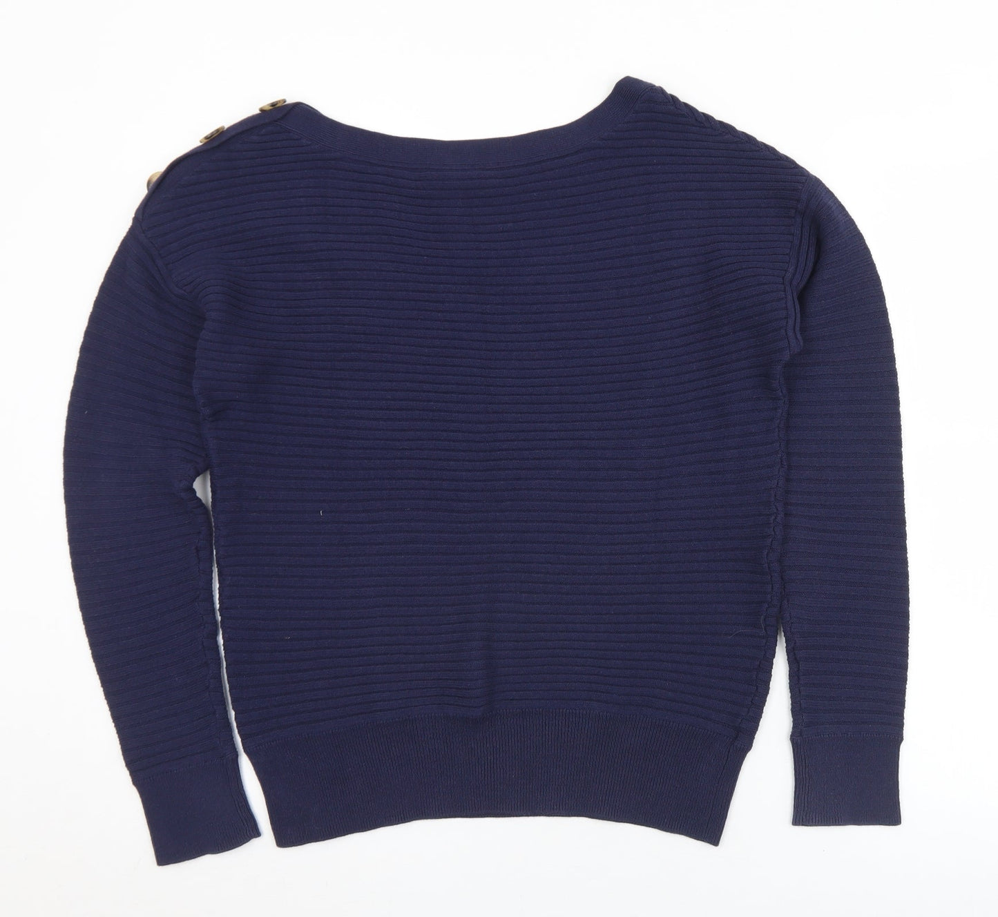 Gap Womens Blue Boat Neck  Cotton Pullover Jumper Size M