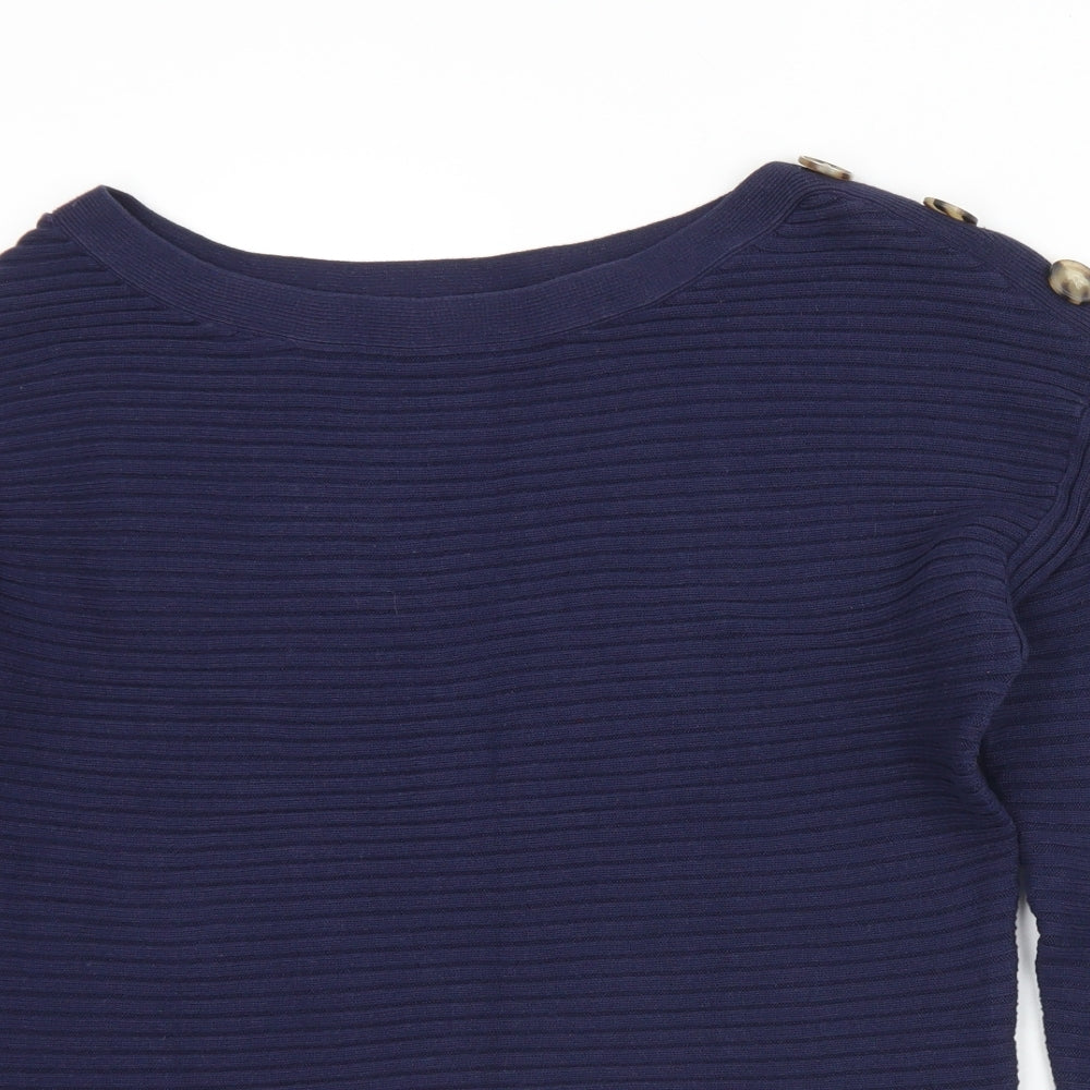 Gap Womens Blue Boat Neck  Cotton Pullover Jumper Size M