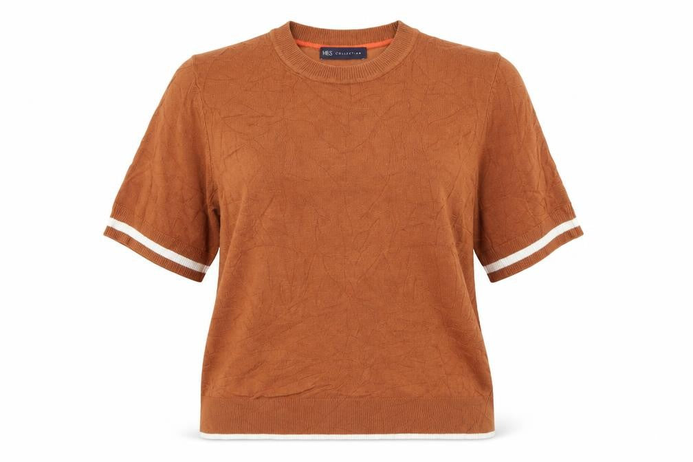 Marks & Spencer Womens Brown Crew Neck  Viscose Pullover Jumper Size 14
