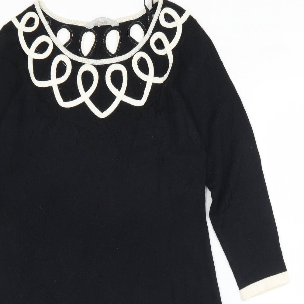 Womens UK Size 12 Debenhams Black Tunic Jumper