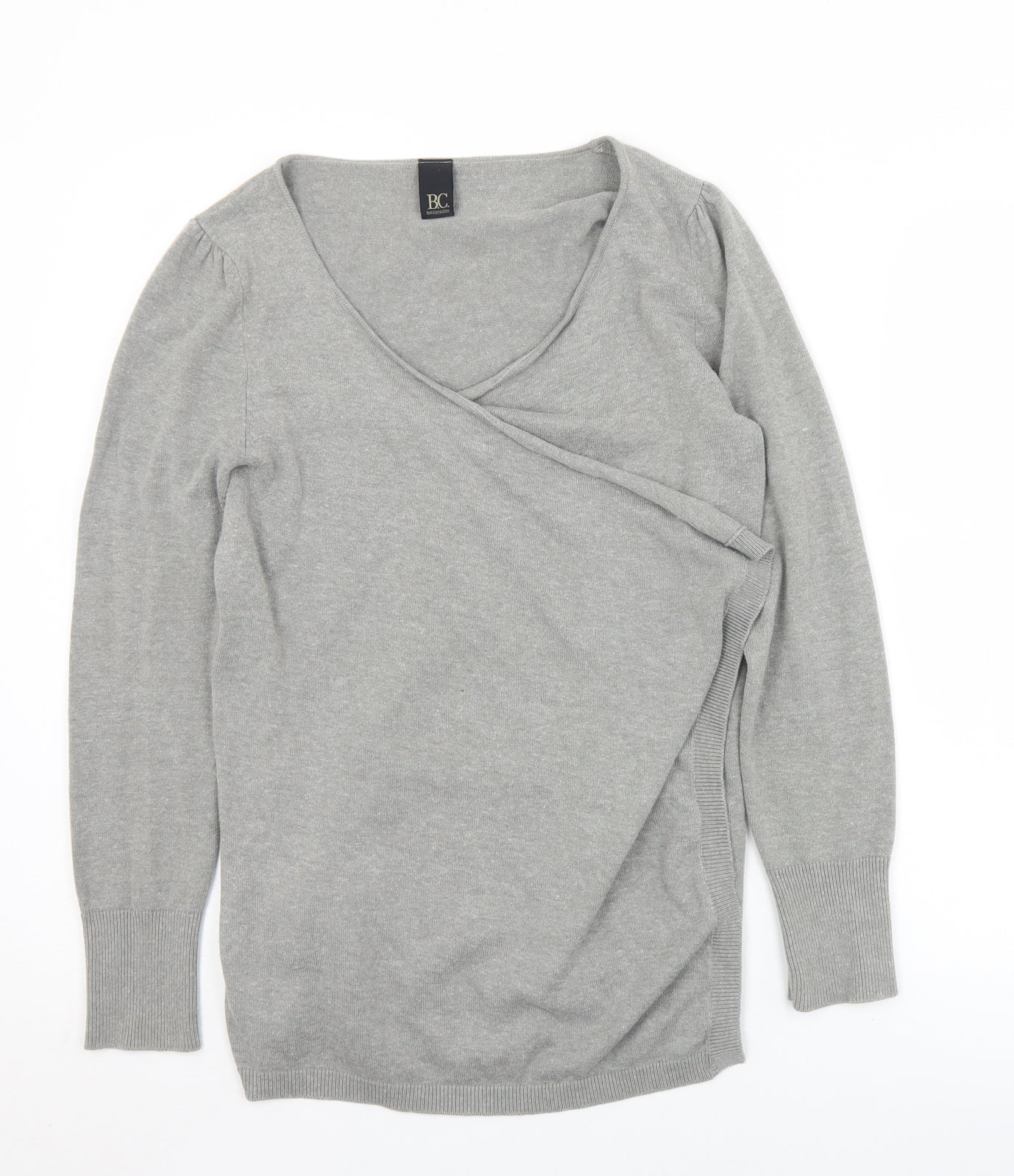 B.C. Best Connections Womens Grey V-Neck  Cotton Cardigan Jumper Size 12