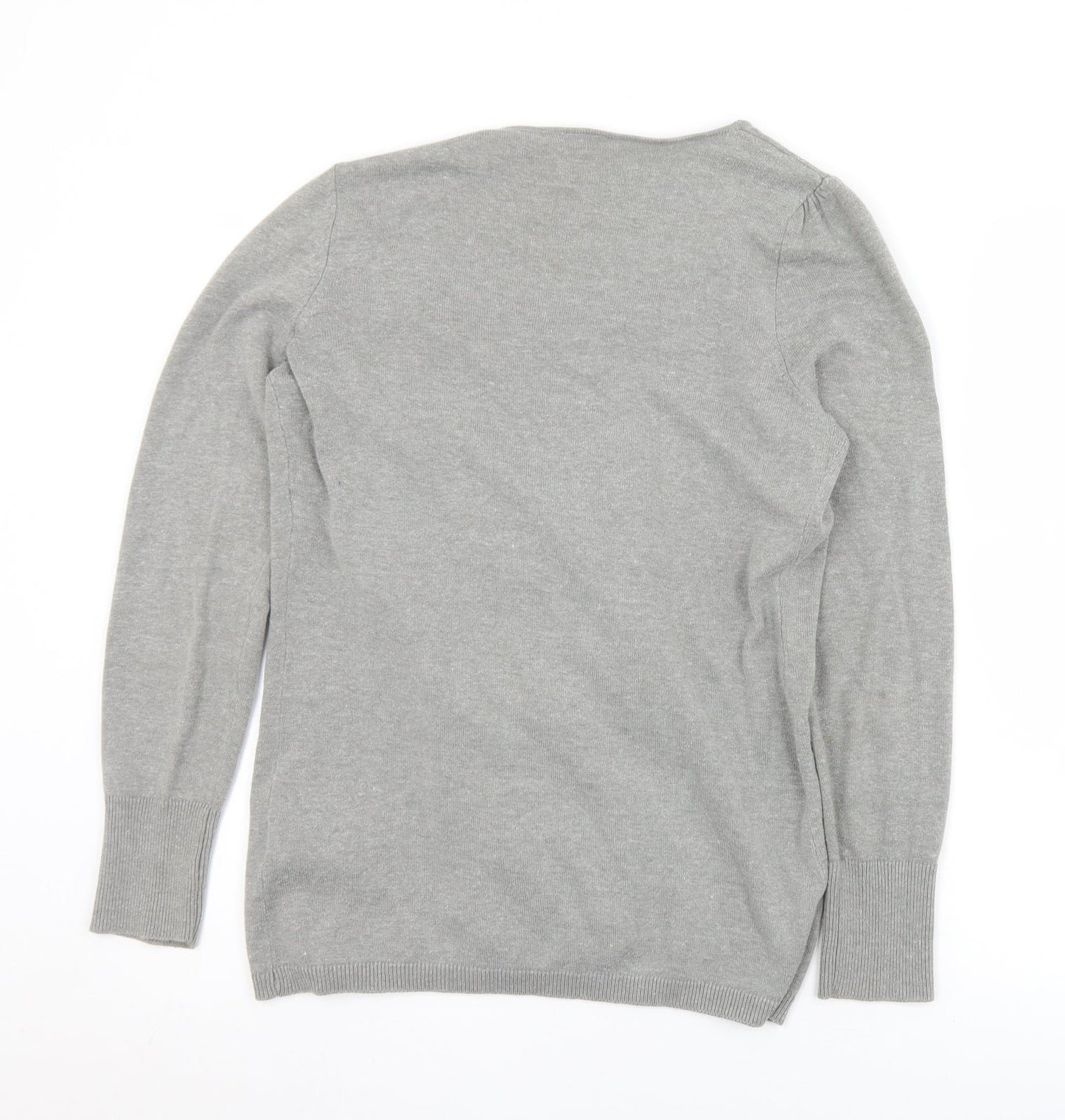 B.C. Best Connections Womens Grey V-Neck  Cotton Cardigan Jumper Size 12