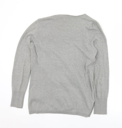 B.C. Best Connections Womens Grey V-Neck  Cotton Cardigan Jumper Size 12