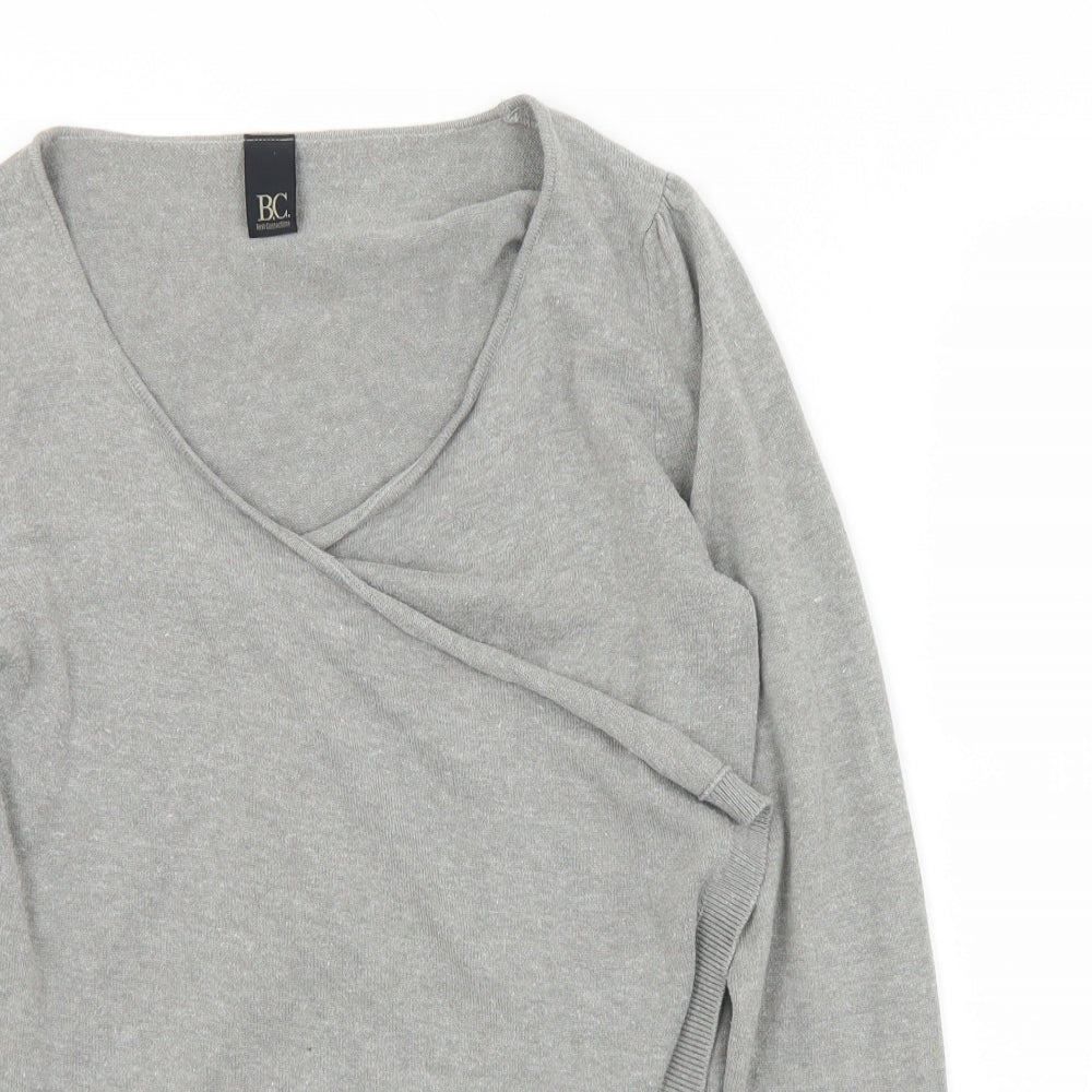B.C. Best Connections Womens Grey V-Neck  Cotton Cardigan Jumper Size 12