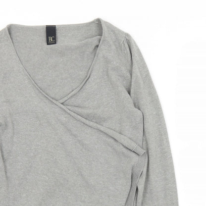 B.C. Best Connections Womens Grey V-Neck  Cotton Cardigan Jumper Size 12