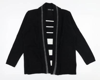 Envy Womens Black Round Neck Striped Acrylic Cardigan Jumper Size M