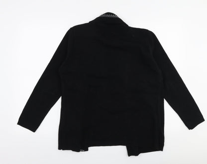 Envy Womens Black Round Neck Striped Acrylic Cardigan Jumper Size M