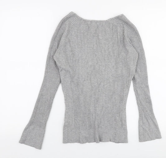 Primark Womens Grey V-Neck  Viscose Pullover Jumper Size L