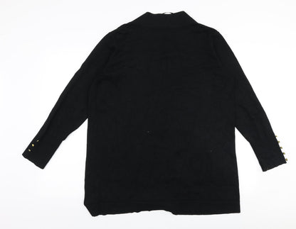 Primark Womens Black V-Neck  Viscose Cardigan Jumper Size L