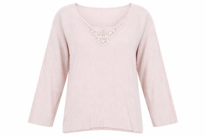 Bonmarché Womens Pink V-Neck Polyester Pullover Jumper Size S