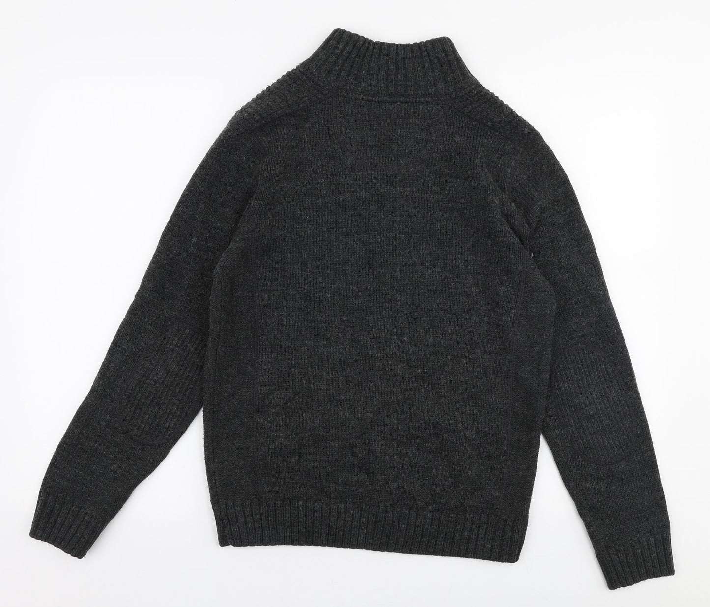 Burton Mens Grey Collared  Acrylic Pullover Jumper Size S