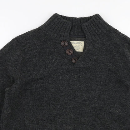 Burton Mens Grey Collared  Acrylic Pullover Jumper Size S