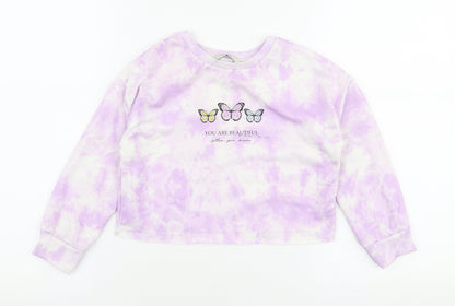George Girls Purple Floral Polyester Pullover Sweatshirt Size 5-6 Years  Pullover - Butterfly