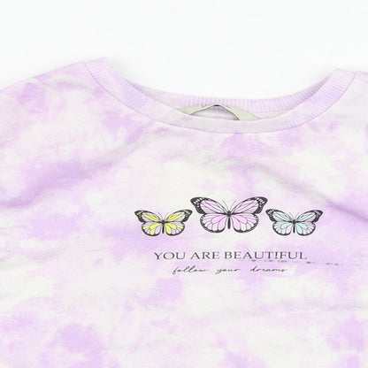 George Girls Purple Floral Polyester Pullover Sweatshirt Size 5-6 Years  Pullover - Butterfly