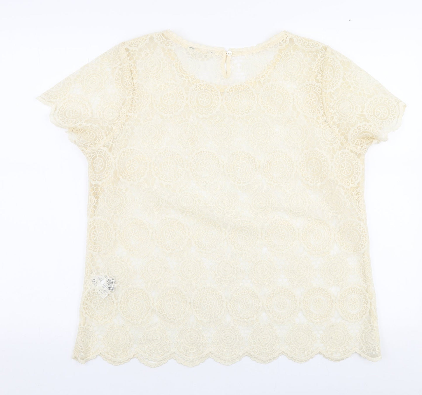 Womens UK Size 16 Indigo Ivory Basic Blouse