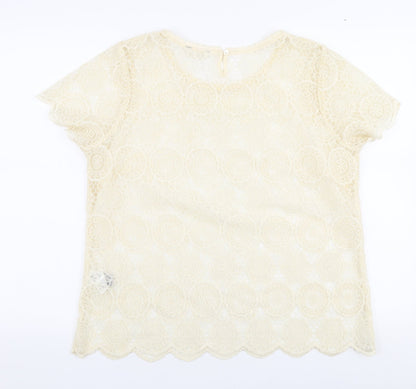 Womens UK Size 16 Indigo Ivory Basic Blouse