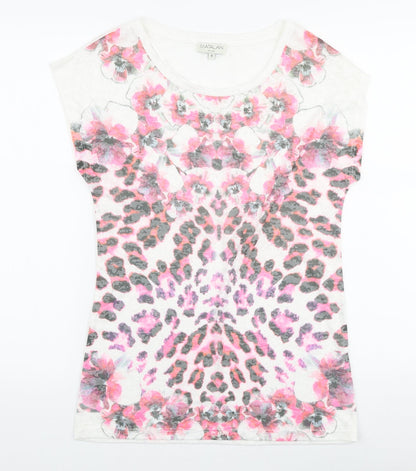Matalan Womens Multicoloured Floral Polyester Jersey T-Shirt Size 8 Round Neck