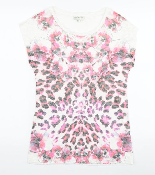 Matalan Womens Multicoloured Floral Polyester Jersey T-Shirt Size 8 Round Neck