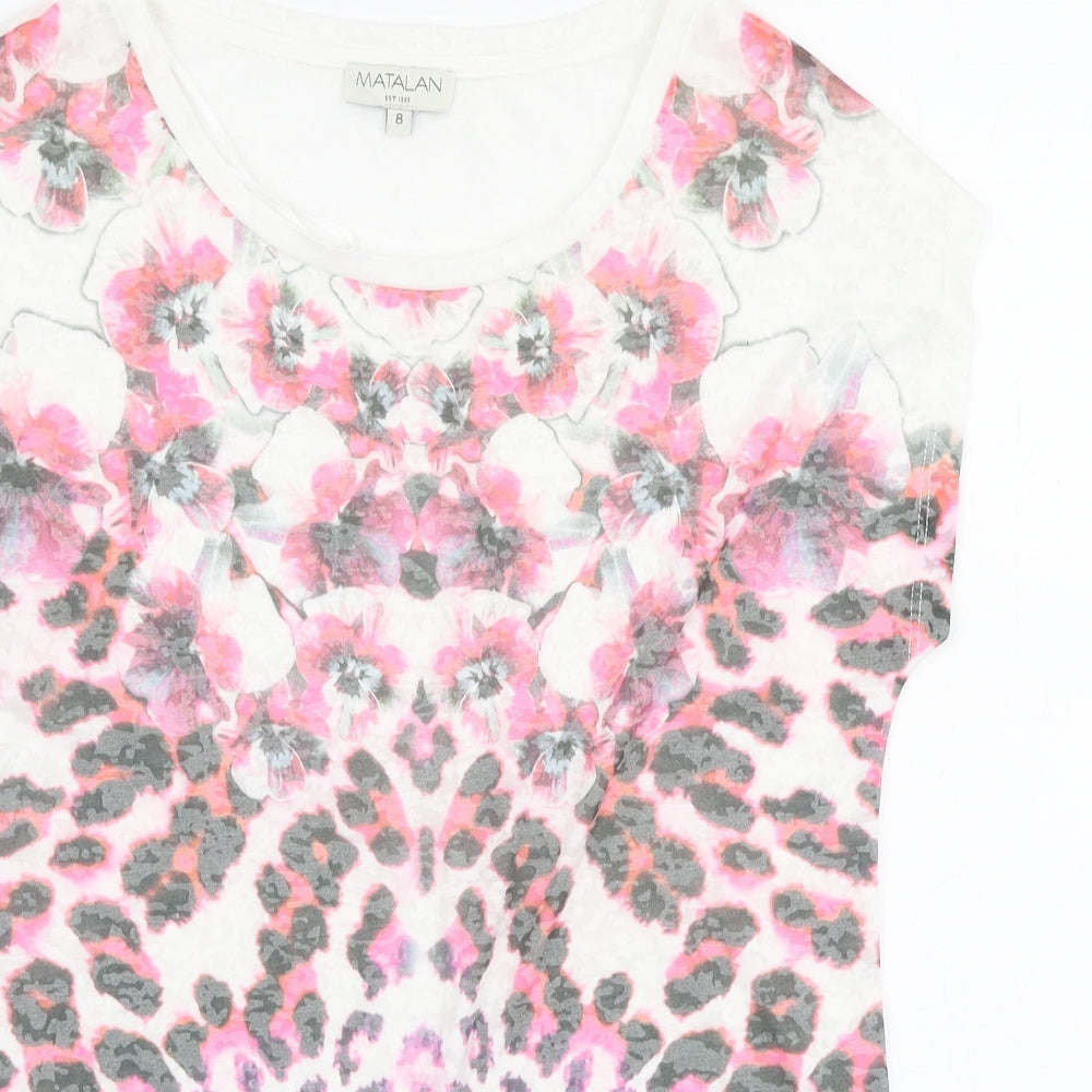 Matalan Womens Multicoloured Floral Polyester Jersey T-Shirt Size 8 Round Neck