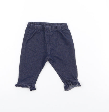 Dunnes Stores Baby Blue  Cotton Pedal Pusher Leggings Size 0-3 Months