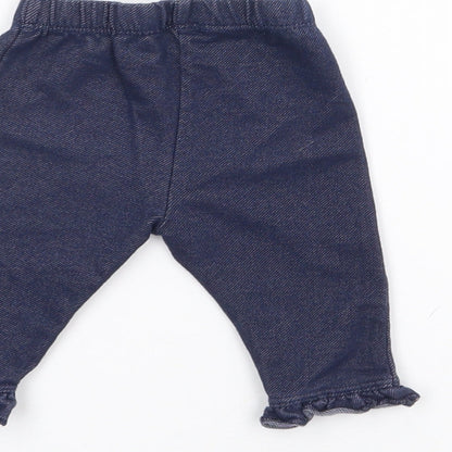 Dunnes Stores Baby Blue  Cotton Pedal Pusher Leggings Size 0-3 Months
