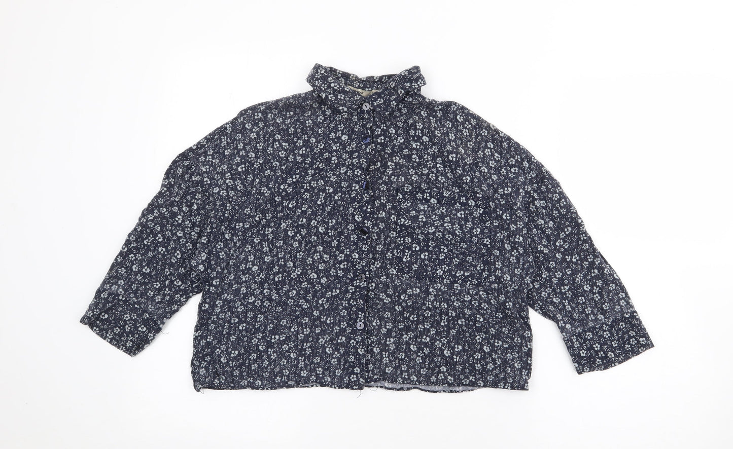 Womens UK Size S Pull & Bear Blue Cropped Blouse