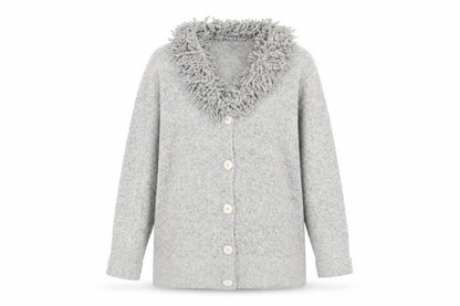 Womens UK Size M Text Grey Cardigan Jumper