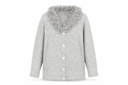 Womens UK Size M Text Grey Cardigan Jumper