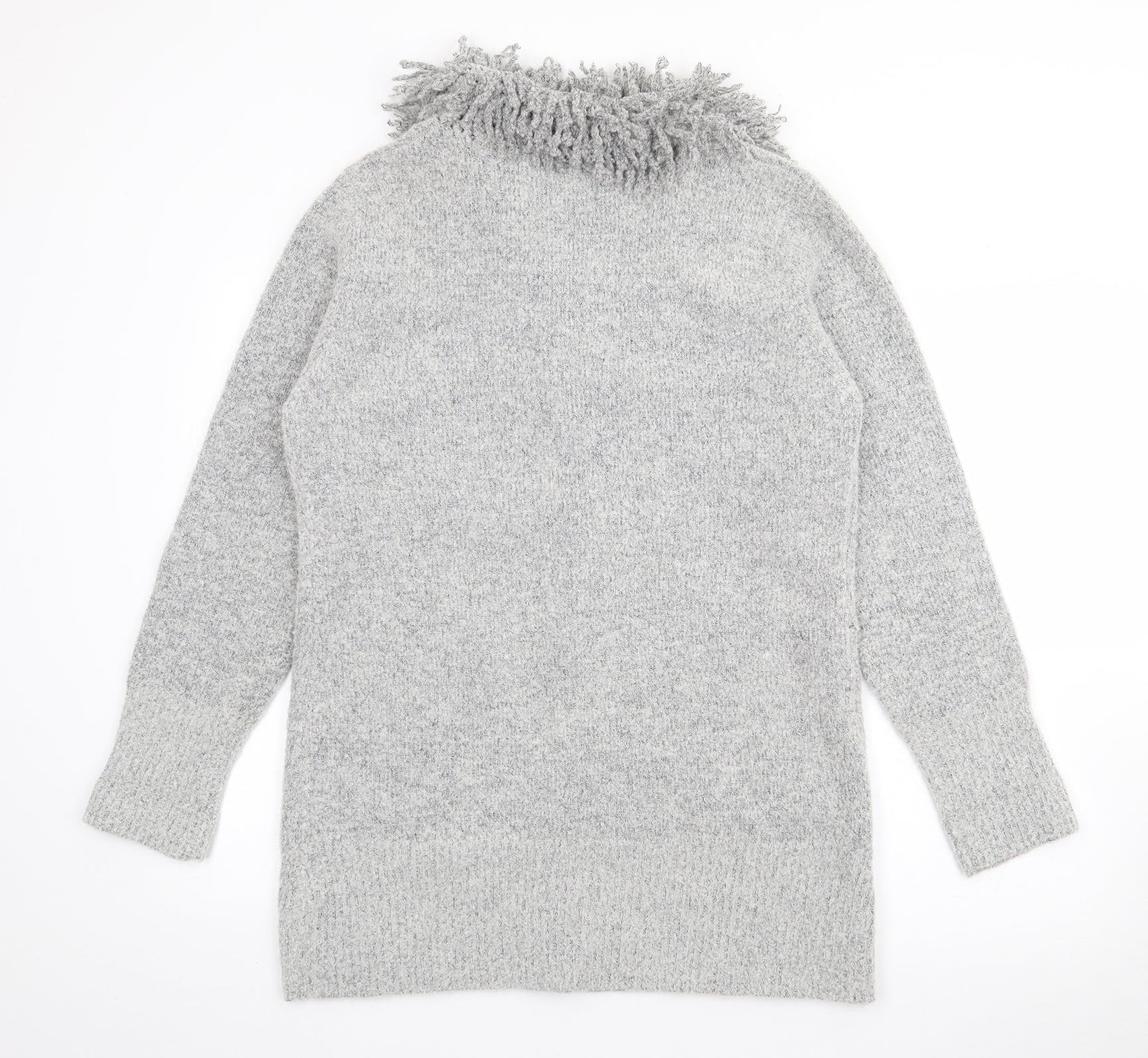 Womens UK Size M Text Grey Cardigan Jumper