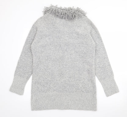 Womens UK Size M Text Grey Cardigan Jumper