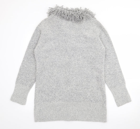 Womens UK Size M Text Grey Cardigan Jumper