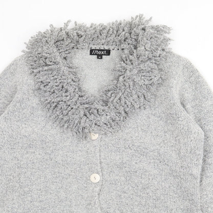 Womens UK Size M Text Grey Cardigan Jumper