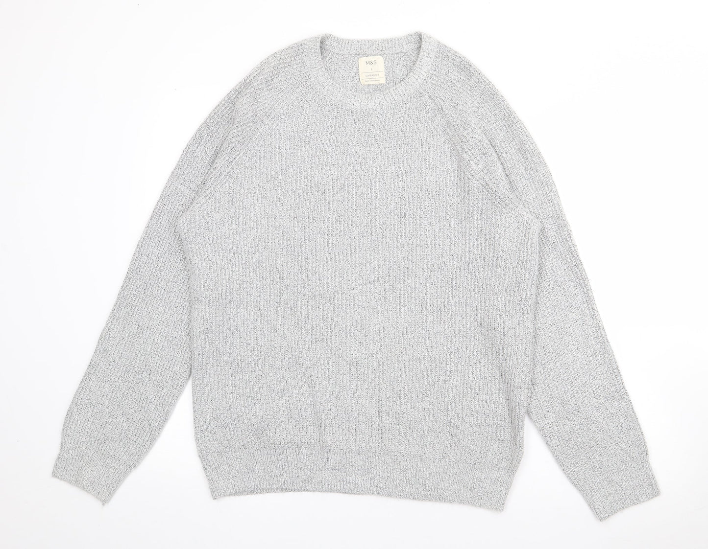 Marks and Spencer Mens Grey Crew Neck  Polyamide Pullover Jumper Size L